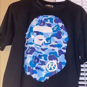 Mens blue Bathing Ape logo tee